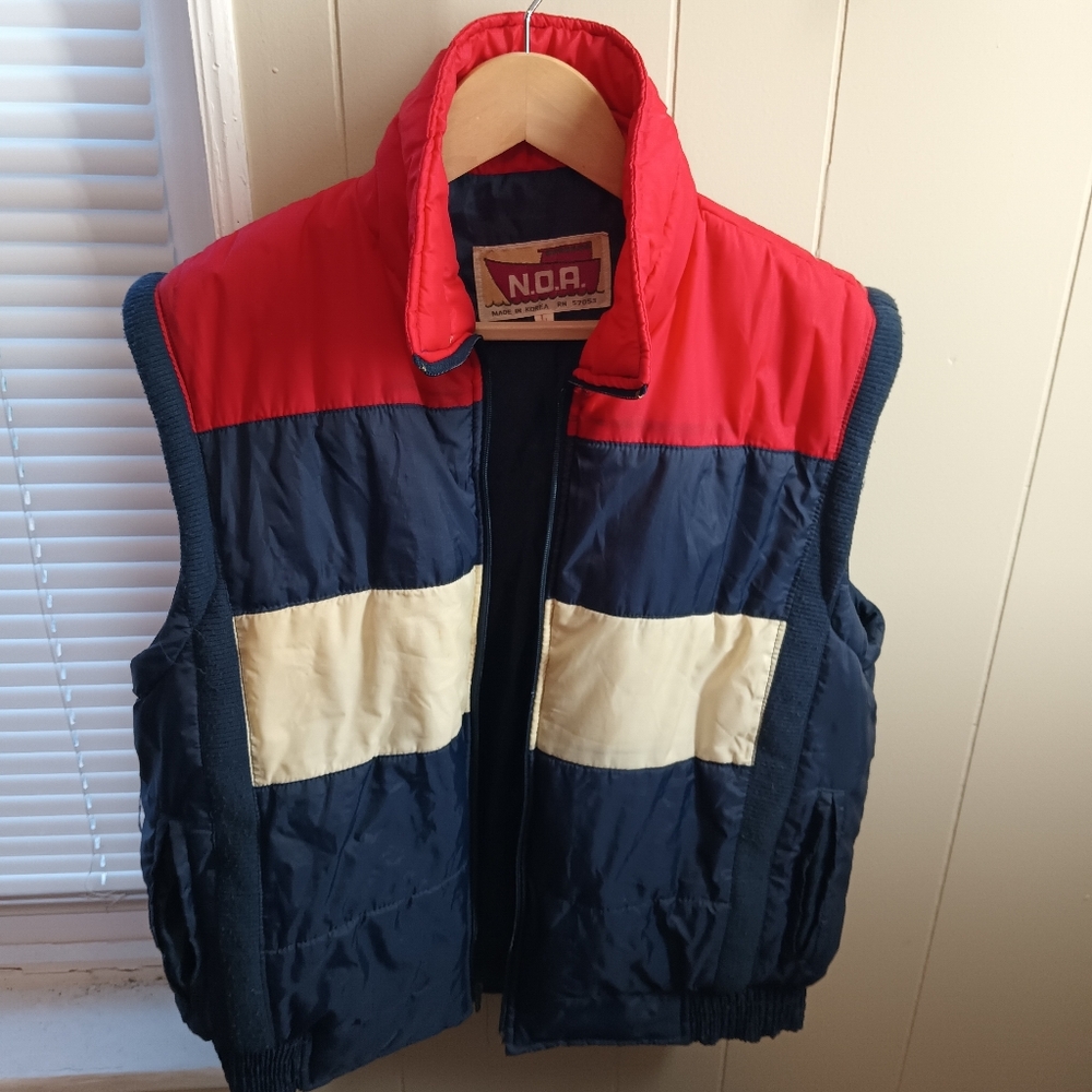 Vintage 80's Red and Blue N.o.a. Puffer Vest